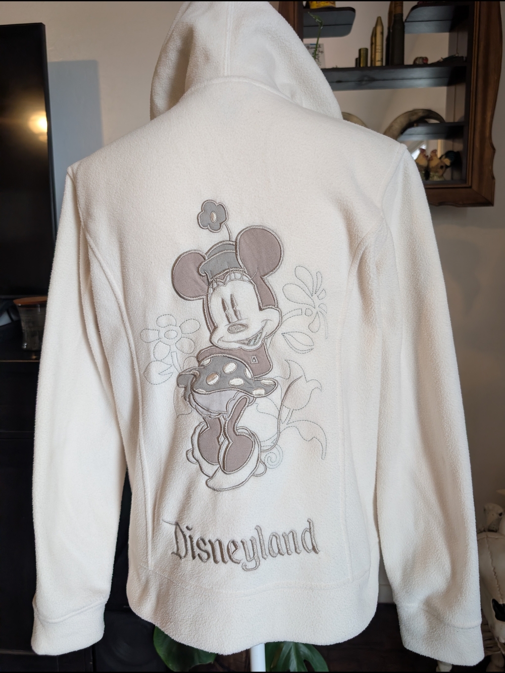 Disney Cream Hooded Mickey Fleece Jacket with Embroidered Disneyland - Picture 2 of 3